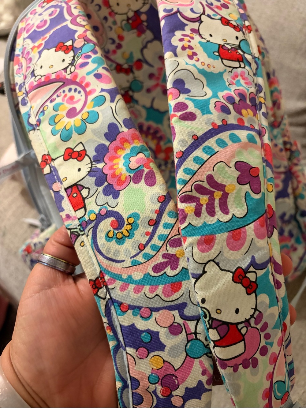 Hello Kitty Purple Multi Floral Quilted Vera Bradley Backpack - Picture 4 of 8
